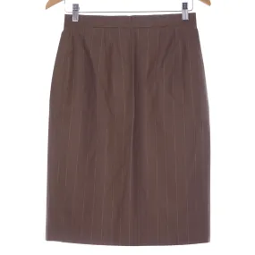 Burberrys Vintage Elizabeth Skirt Wool Coffee Pinstripe unworn with Tags UK Size 10