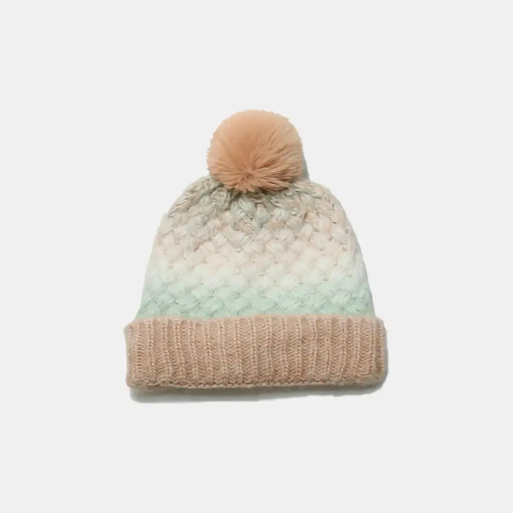 Chic Gradient Knit Hat with Pompom for Luxury Fashion Enthusiasts