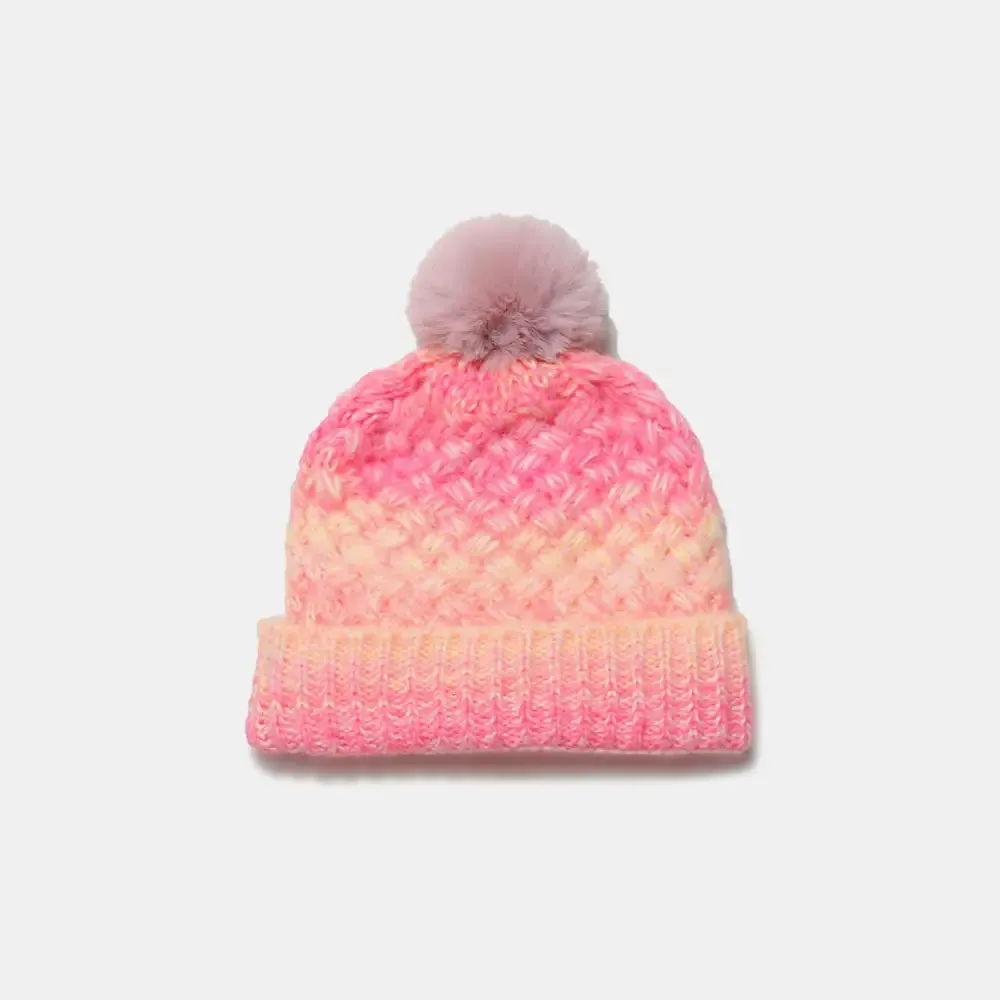 Chic Gradient Knit Hat with Pompom for Luxury Fashion Enthusiasts