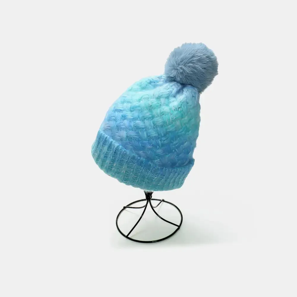 Chic Gradient Knit Hat with Pompom for Luxury Fashion Enthusiasts