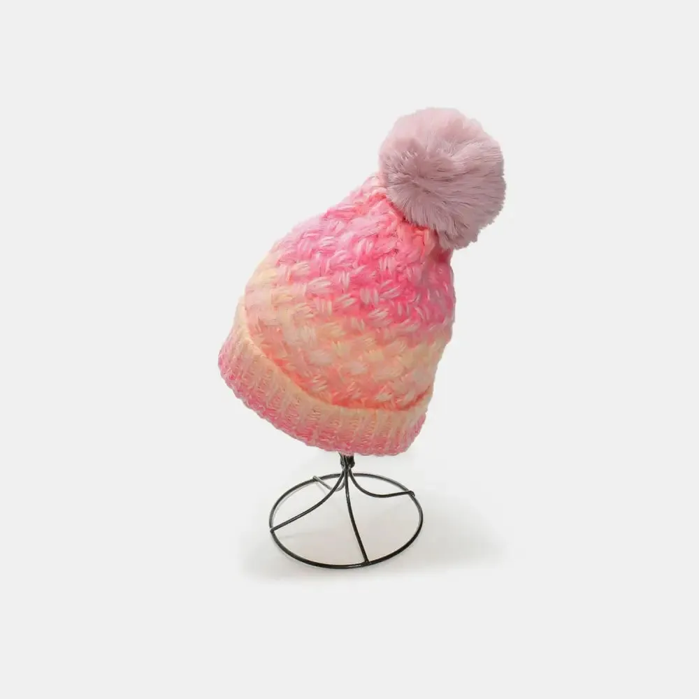 Chic Gradient Knit Hat with Pompom for Luxury Fashion Enthusiasts