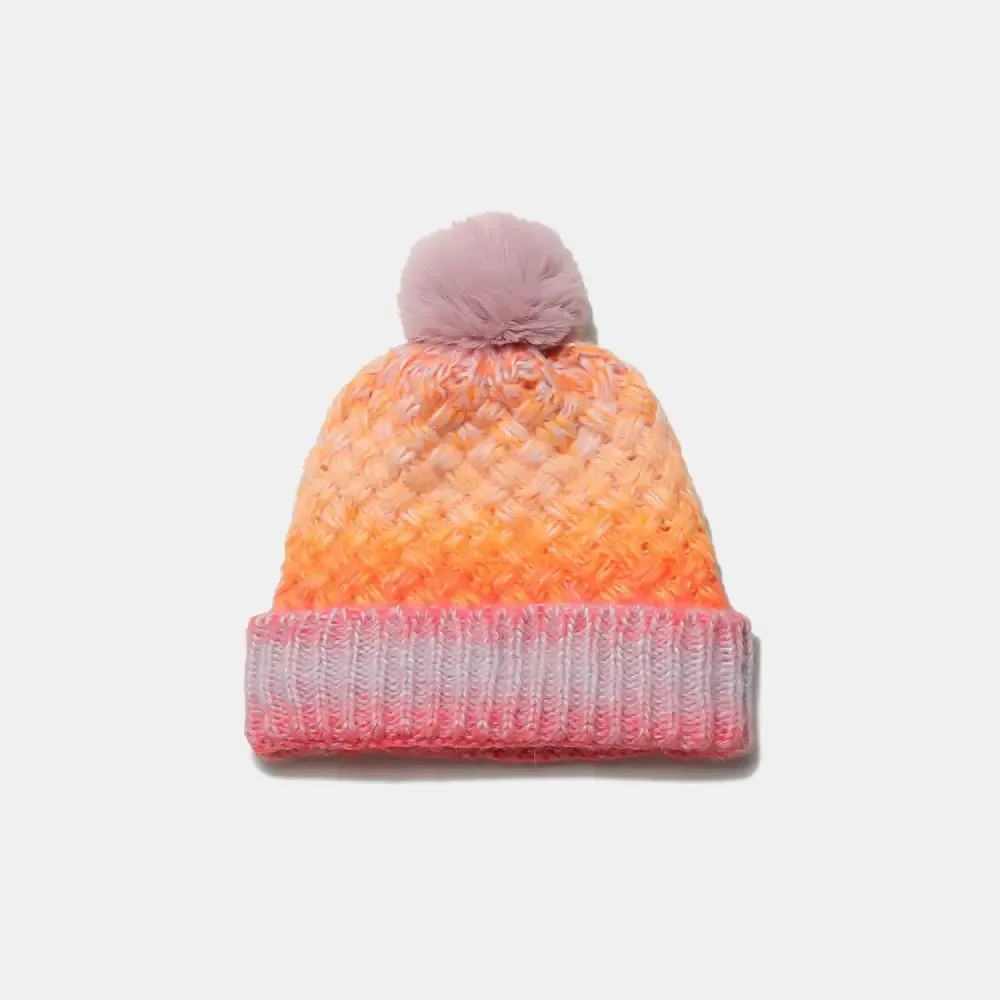 Chic Gradient Knit Hat with Pompom for Luxury Fashion Enthusiasts
