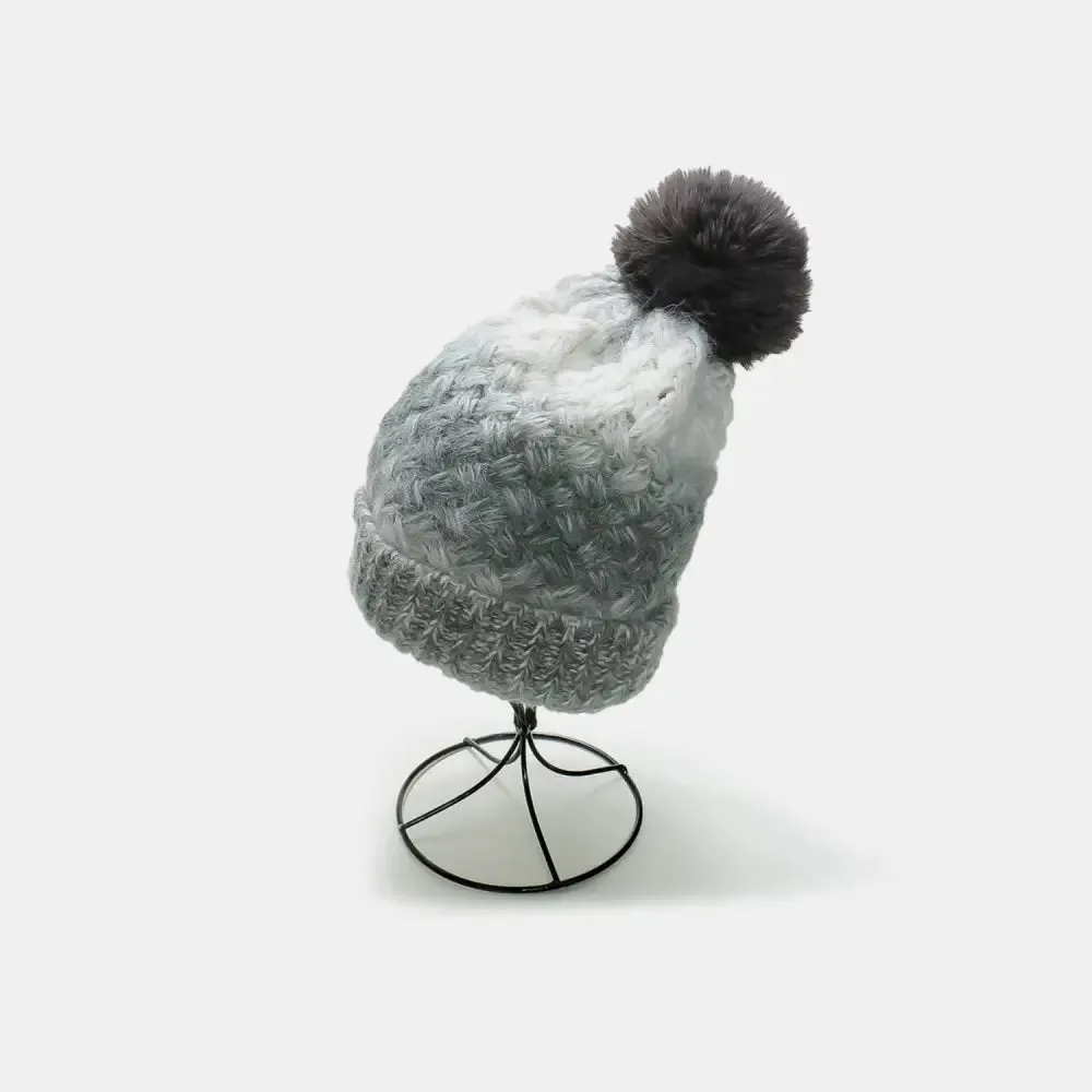 Chic Gradient Knit Hat with Pompom for Luxury Fashion Enthusiasts