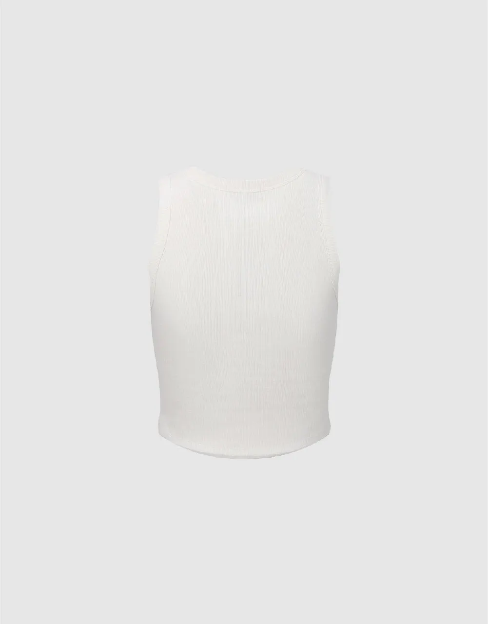 Cropped Crew Neck Knitted Tank Top
