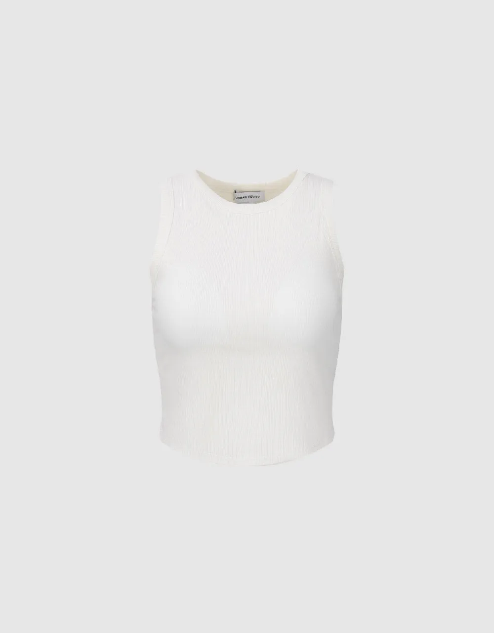 Cropped Crew Neck Knitted Tank Top