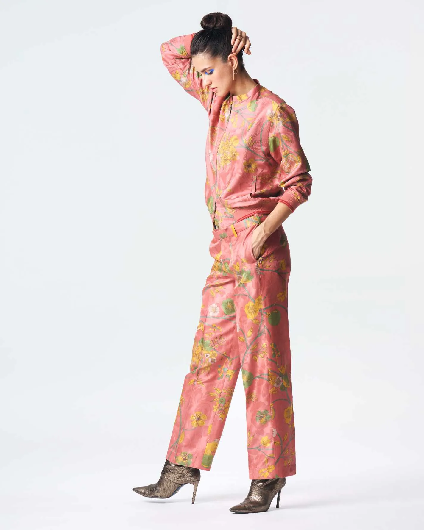 Janbaaz Bomber Jacket Silk Damask Rose