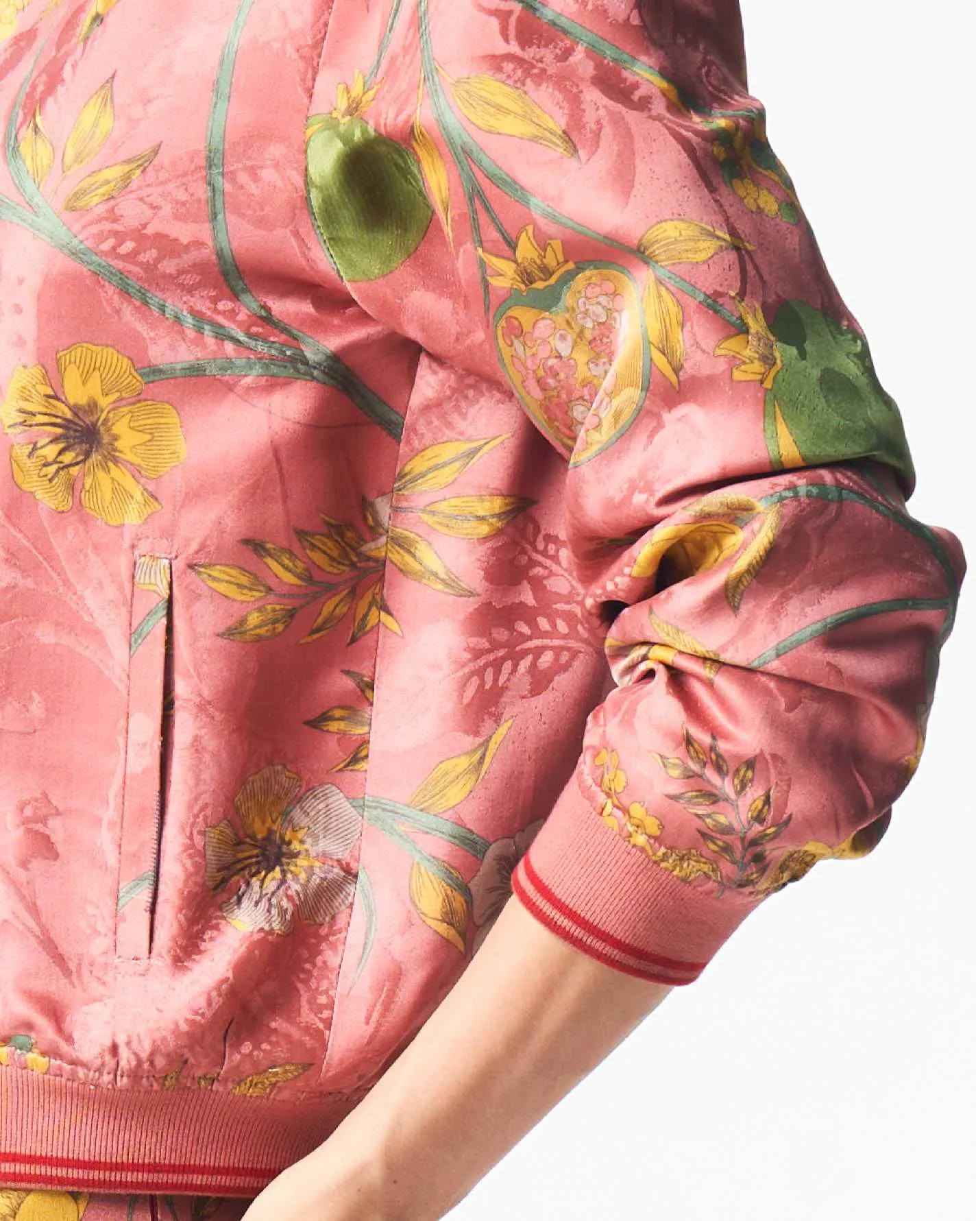 Janbaaz Bomber Jacket Silk Damask Rose
