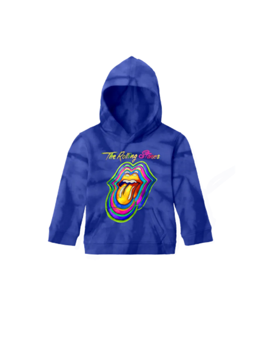 Kids Blue Tongue Logo Graphic Print Tie-Dye Hoodie