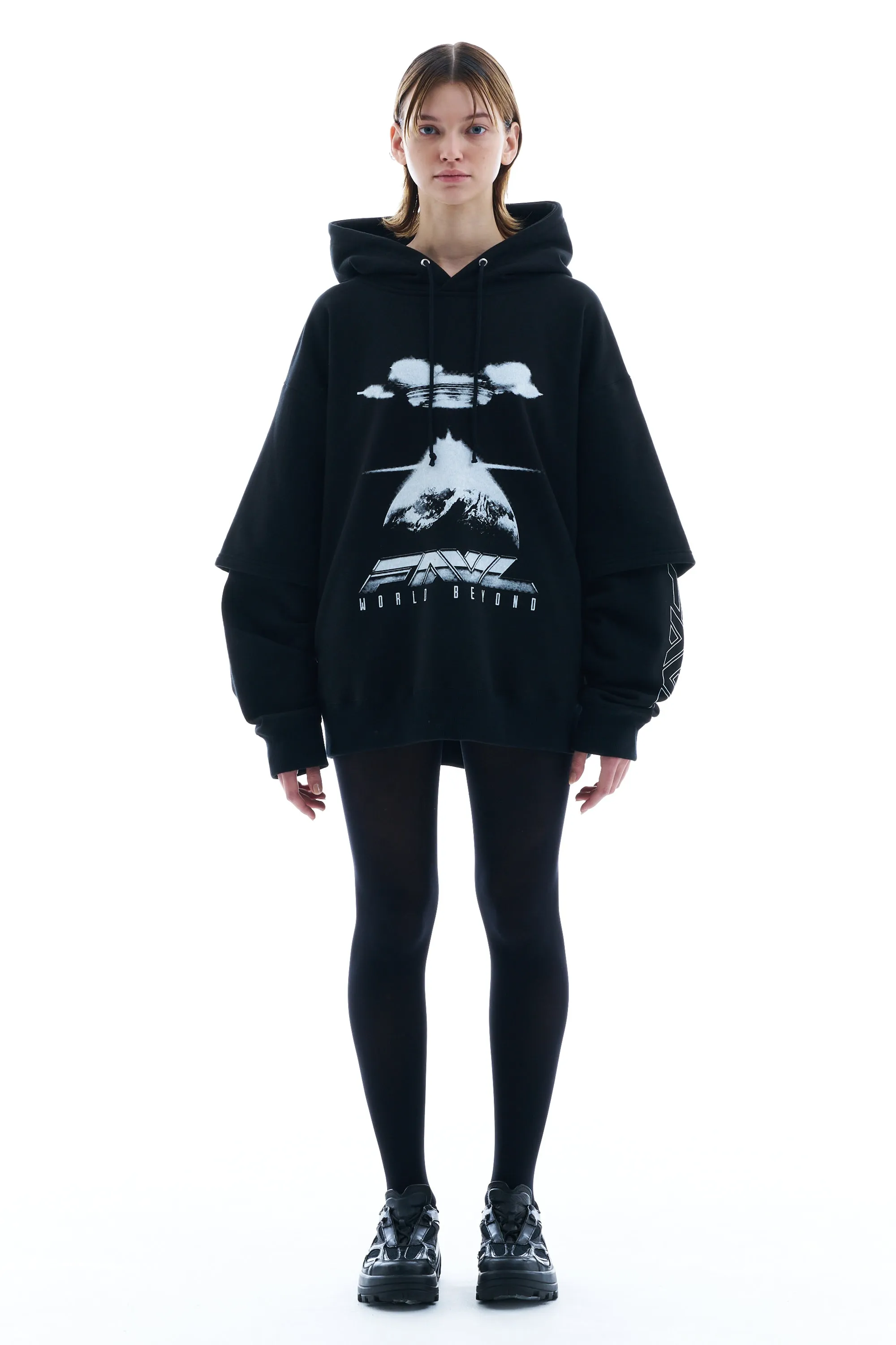 LAYERED PRINTED HOODIE