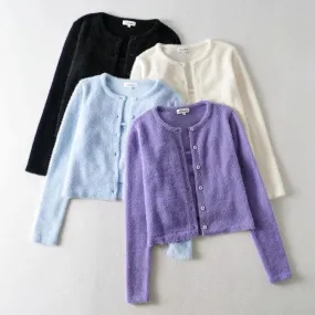 Mohair Knitted Cardigan Coat Top Suspender Vest Suit