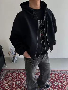 Nine Solid Layered Zip-Up Hoodie