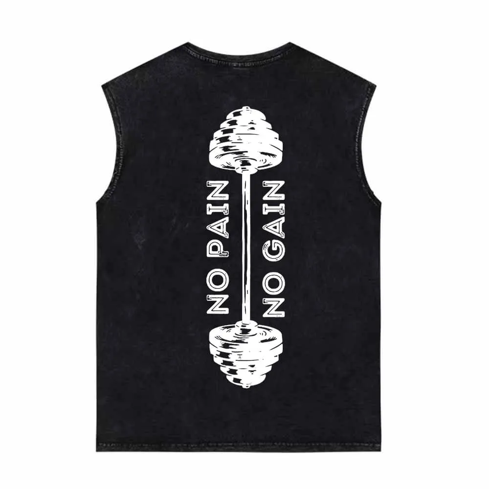 No Pain No Gain Shut Up And Train Vintage Washed Vest Top