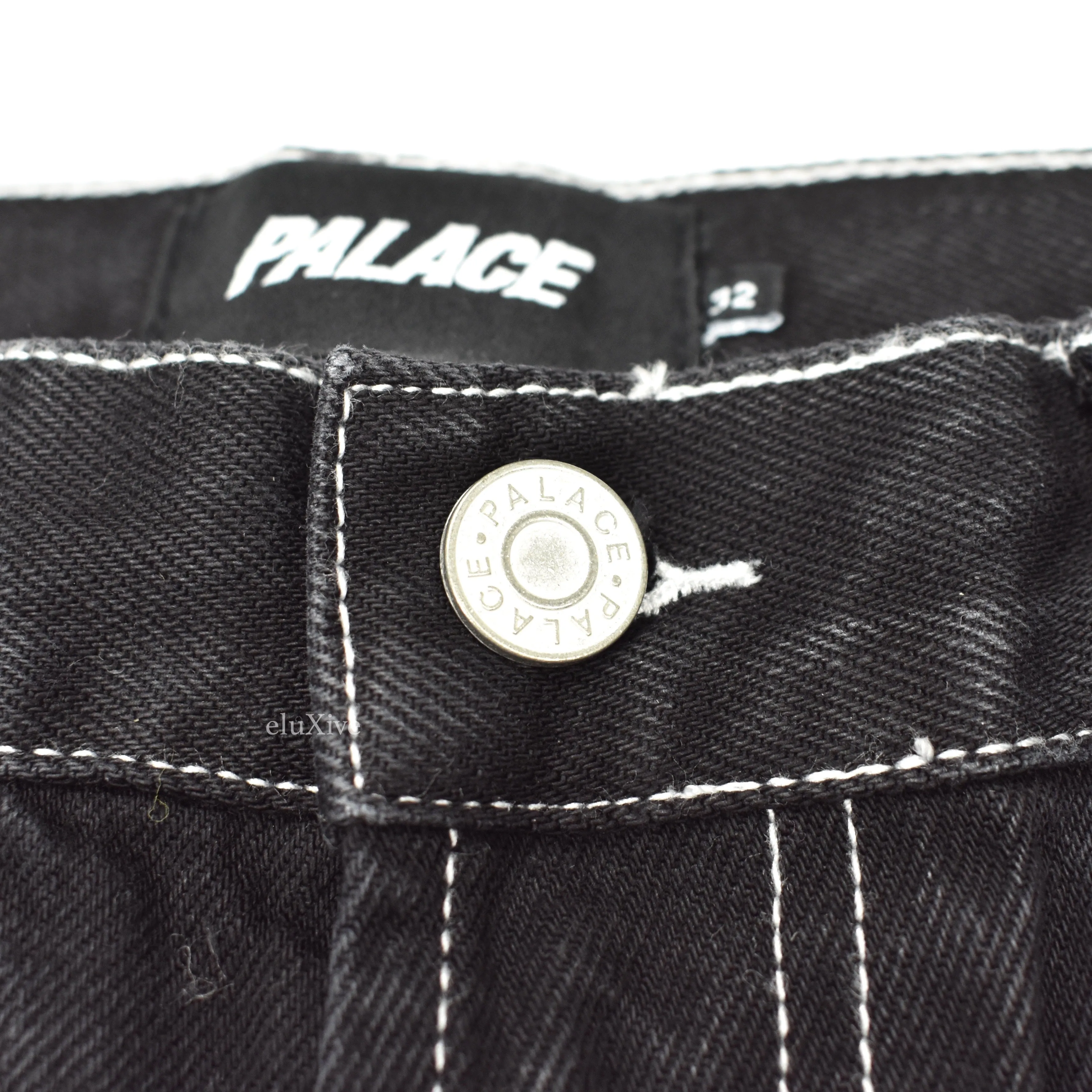 Palace - Snake Logo Embroidered 'Sphesh' Denim Shorts (Black)