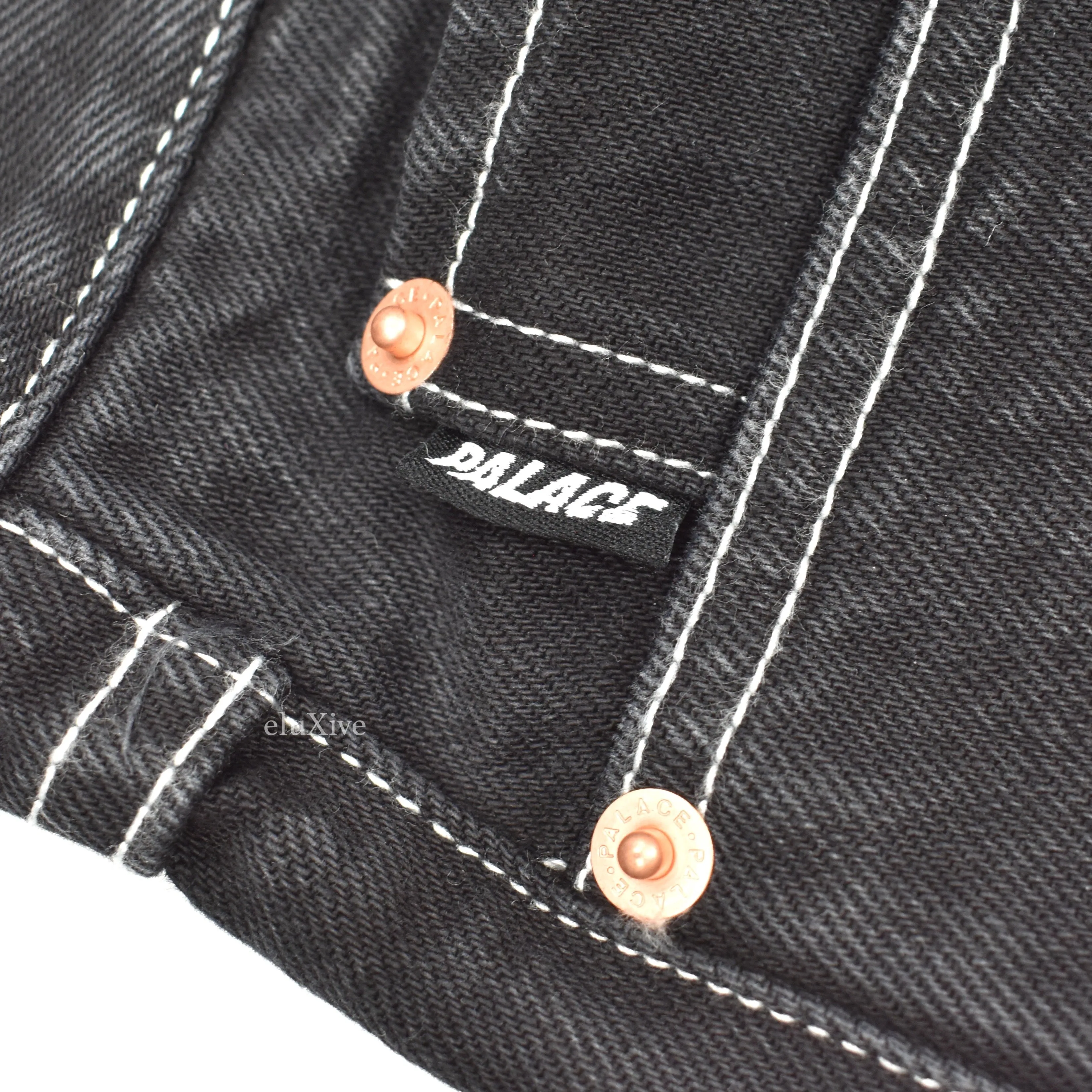Palace - Snake Logo Embroidered 'Sphesh' Denim Shorts (Black)