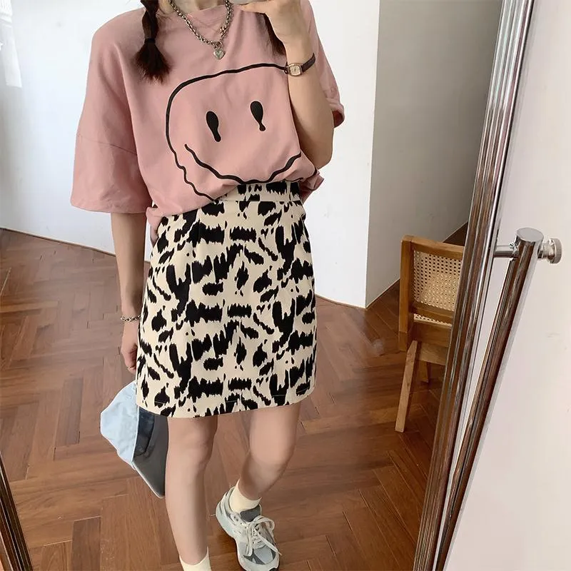 Retro Aesthetic Animal Abstract Print Mini Skirt