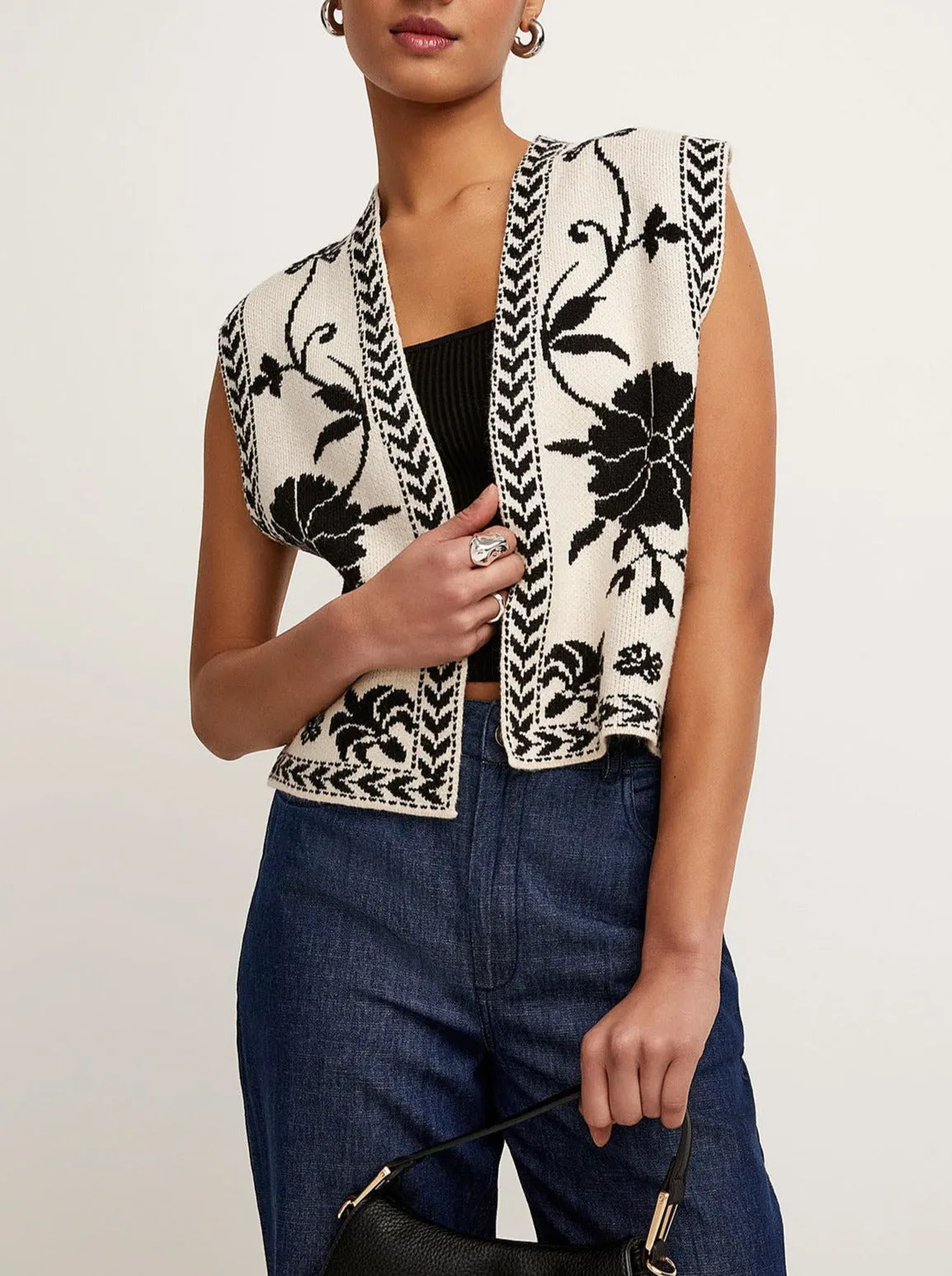 Sleeveless designer knitted vest top