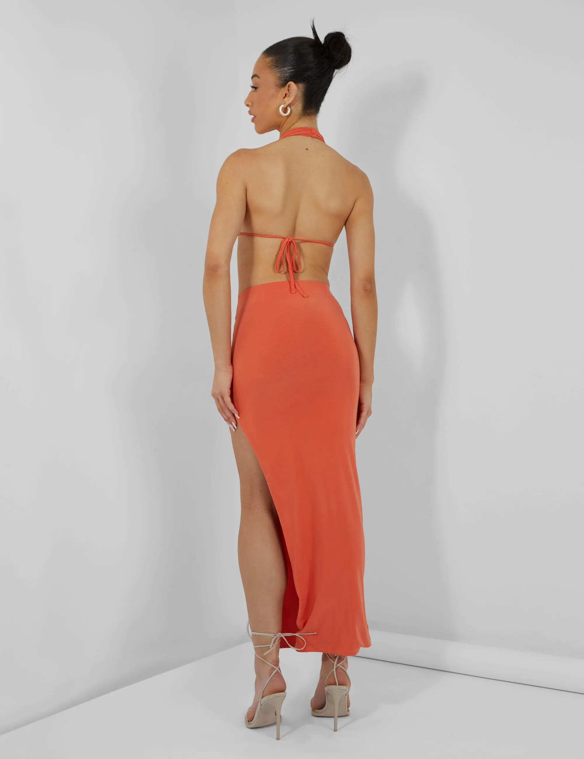 Slinky Midaxi Skirt Orange