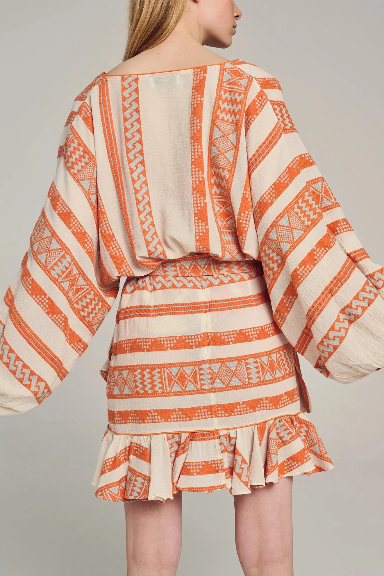 WARP SKIRT "KLIDI" OFFWHITE/ORANGE
