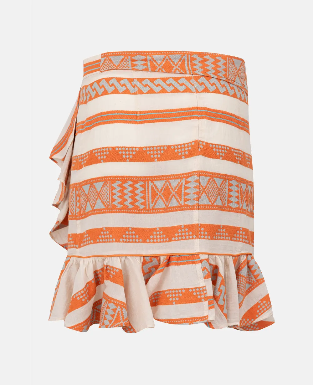 WARP SKIRT "KLIDI" OFFWHITE/ORANGE