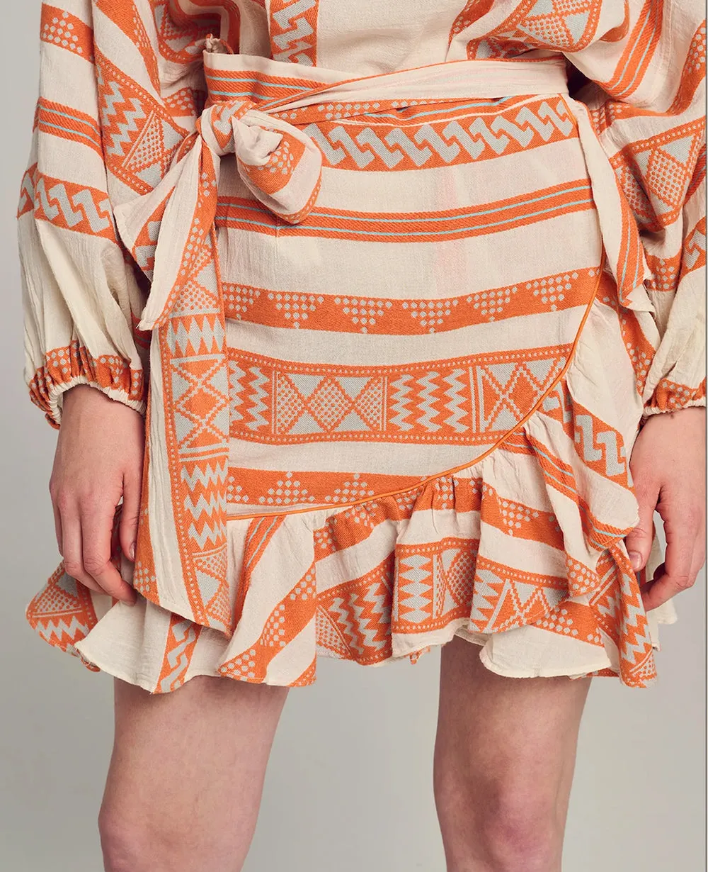 WARP SKIRT "KLIDI" OFFWHITE/ORANGE
