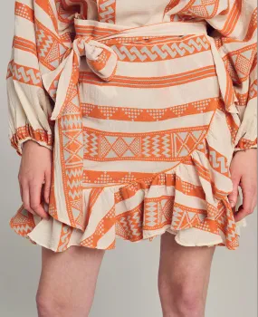 WARP SKIRT "KLIDI" OFFWHITE/ORANGE