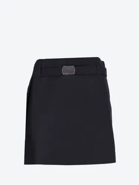 Wool mini belt skirt