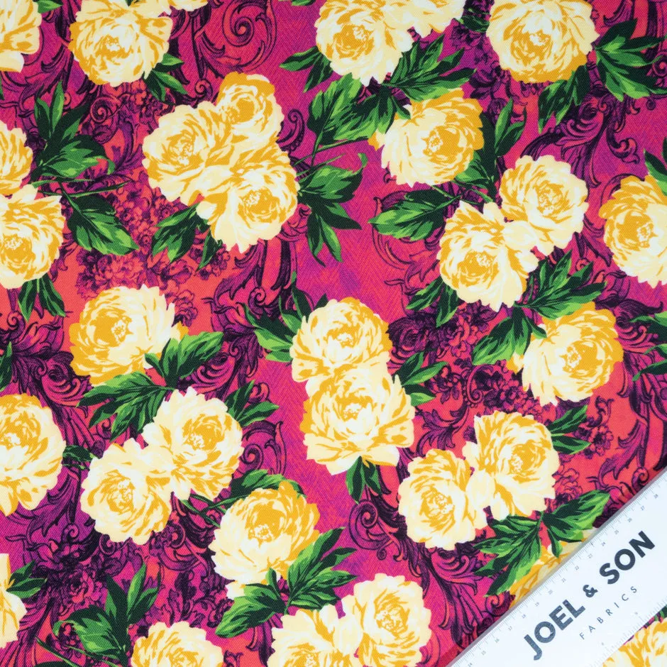 Yellow Rose Printed Merino Pure Wool