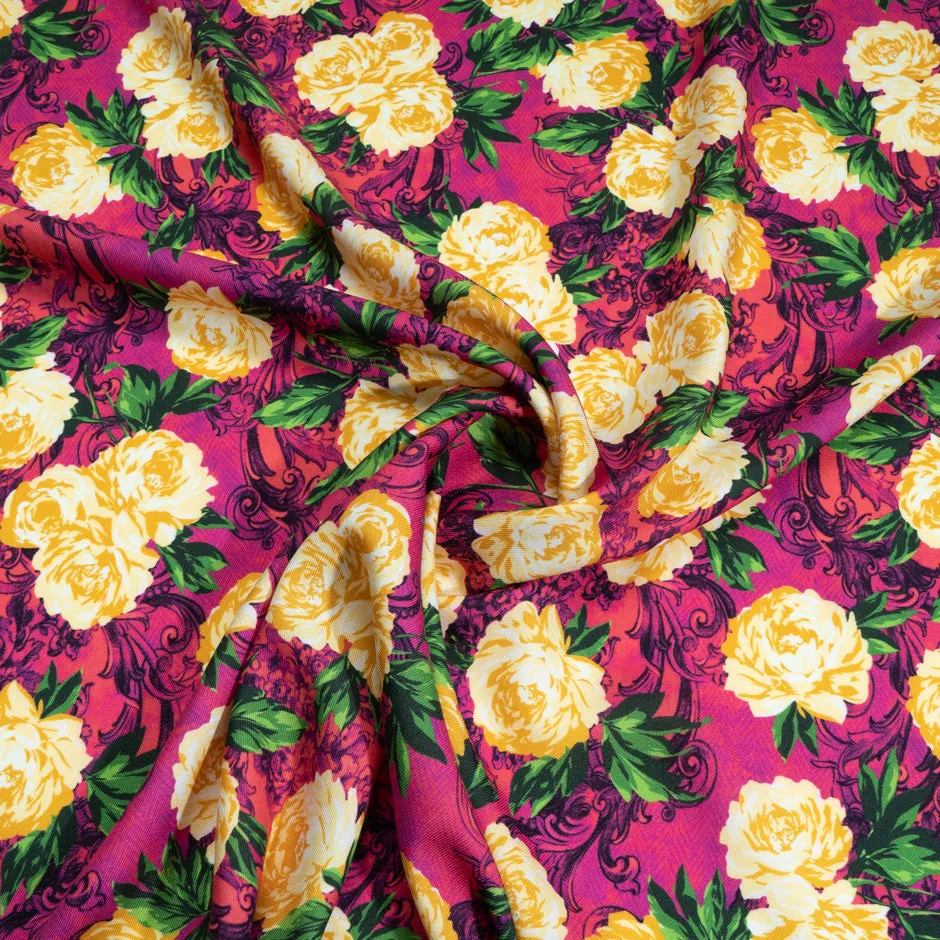 Yellow Rose Printed Merino Pure Wool